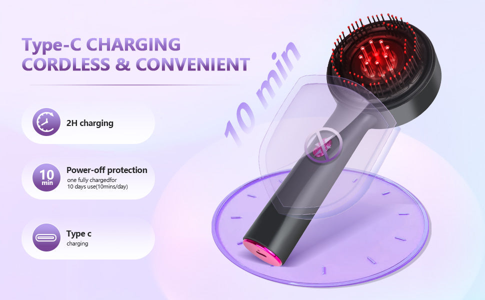Scalp Massager Red Light,2-in 1 Hair Oil Applicator Massage Comb | Red Light Massage Scalp Brush | for Women Home Apartment Dorm Travel - مدلك فروة الرأس بالضوء الأحمر – مشط تدليك وتوزيع زيت الشعر 2 في 1