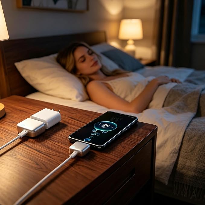 Auto Power-Off USB-C Charging Adapter – Full Charger Auto Cut-Off (1 PC) محول شحن USB-C بإيقاف تلقائي عند اكتمال الشحن (قطعة واحدة).