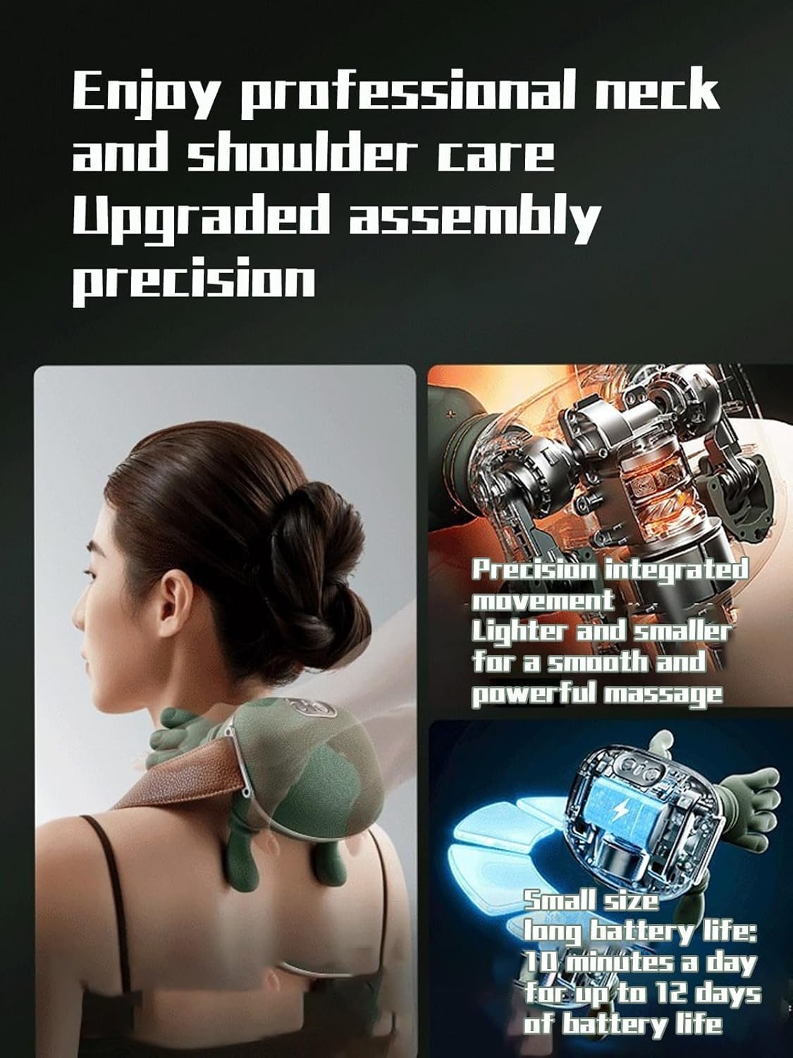 Neck Massager with Heat – 4D Kneading Shiatsu for Pain Relief  جهاز تدليك الرقبة بالحرارة – تدليك شياتسو رباعي الأبعاد (4D) لتخفيف الألم