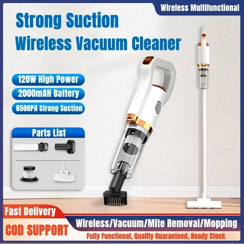 6500P Portable Vacuum Cleaner with Powerful LED Suction Surface, Multifunctional Cordless Vacuum Cleaner for Home, Car, and Floor